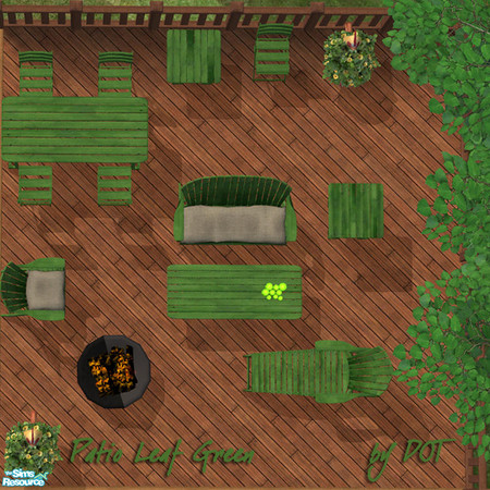 Sims 2 — Patio Leaf Green by DOT — Patio Leaf Green Sims2 by DOT of The Sims Resource. Rounding out the tables to match
