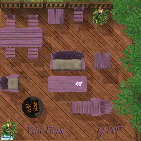 Sims 2 — Patio Purple by DOT — Patio Purple. Sims2 by DOT of The Sims Resource. Rounding out the tables to match MAXIS