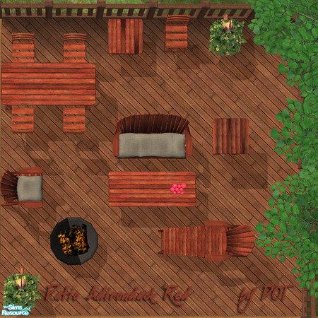 Sims 2 — Patio Adirondack Red by DOT — Patio Adirondack Red Rounding out the tables to match MAXIS Style and Colors plus.