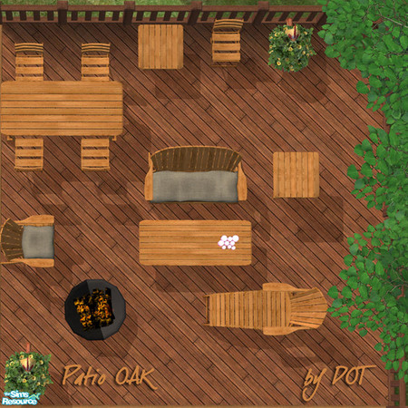 Sims 2 — Patio Oak by DOT — Patio Oak. Rounding out the tables to match MAXIS Style and Colors plus. Please see