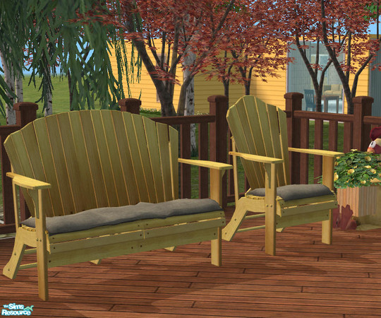 Sims 2 — Adirondack Yellow Love Chair by DOT — Adirondack Yellow Love Chair. Sims2 by DOT of The Sims Resource. Rounding