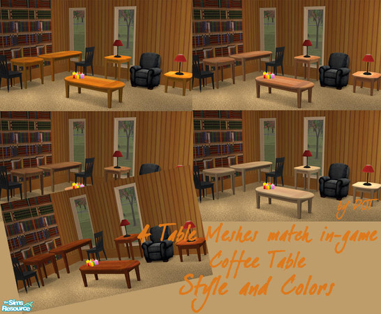 Sims 2 — Table Style and Color by DOT — 4 Table Meshes in-game Style And Color match. Sims2 by DOT of The Sims Resource. 