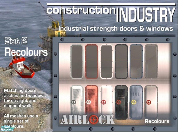 Sims 2 — Airlock Set 2 - Set Recolours by Cyclonesue — All Airlock Doors, windows and arches will use these colours. Just