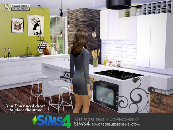 Sims 4 — Nuance high table by SIMcredible! — *This is a regular table with a higher top. It works with chairs but NOT