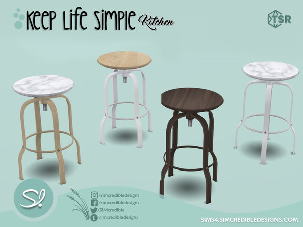 Sims 4 — Keep Life Simple Kitchen Stool by SIMcredible! — by SIMcredibledesigns.com available exclusively at TSR 3 colors