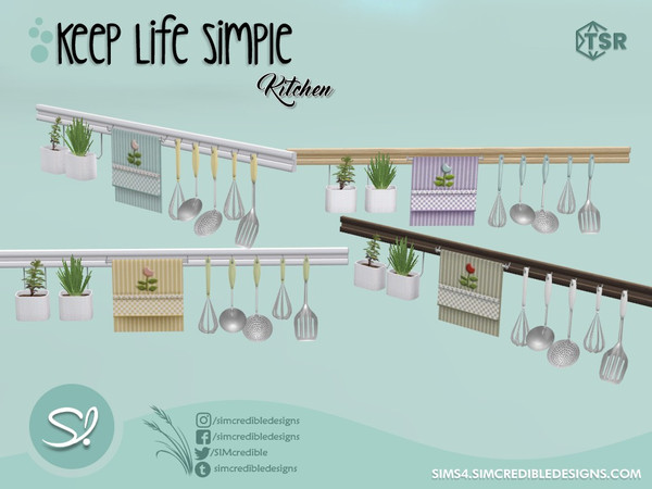 Sims 4 — Keep Life Simple Kitchen Tools by SIMcredible! — by SIMcredibledesigns.com available exclusively at TSR 7 colors