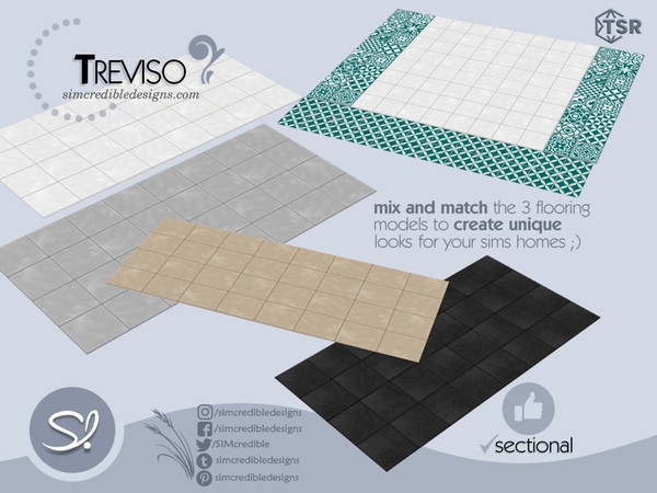 Sims 4 — Treviso tiles by SIMcredible! — by SIMcredibledesigns.com available exclusively at TheSimsResource 5 colors