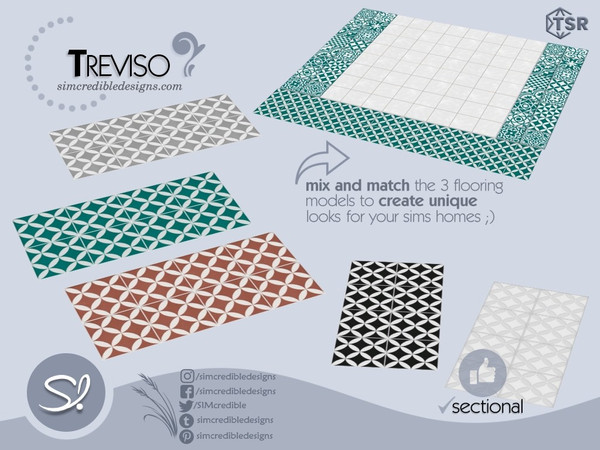 Sims 4 — Treviso Tile small by SIMcredible! — by SIMcredibledesigns.com available exclusively at TheSimsResource 6 colors
