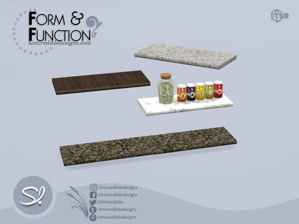 Sims 4 — Form Function Shelf Simple by SIMcredible! — by SIMcredibledesigns.com available exclusively at TSR 7 colors