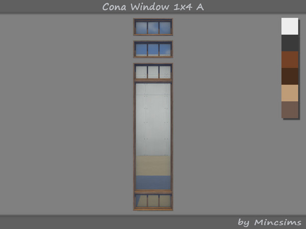 Sims 4 — Cona Window 1x4 A by Mincsims — It is a single window made up of multiple windows. -2x4 for 2 Tiles, Medium Wall
