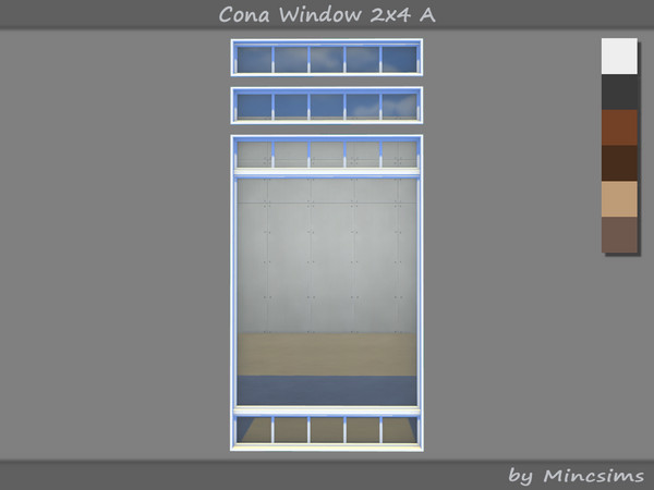 Sims 4 — Cona Window 2x4 A by Mincsims — It is a single window made up of multiple windows. -2x4 for 2 Tiles, Medium Wall