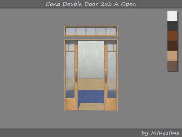Sims 4 — Cona Double Door 2x3 A Open by Mincsims — The overall design is simple and elegant, making it suitable for a
