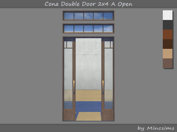 Sims 4 — Cona Double Door 2x4 A Open by Mincsims — The overall design is simple and elegant, making it suitable for a