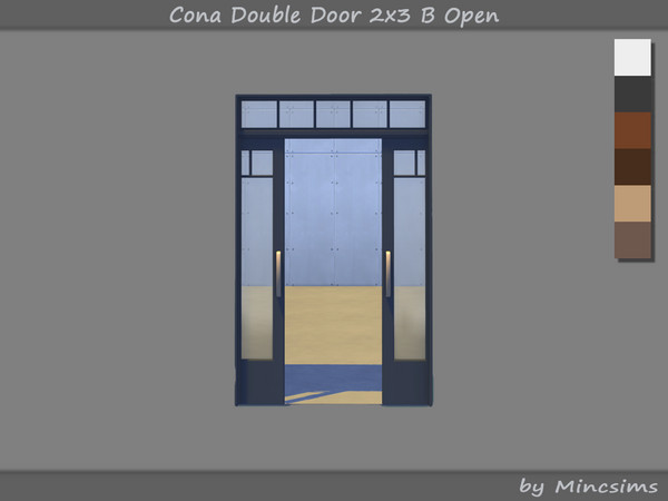 Sims 4 — Cona Double Door 2x3 B Open by Mincsims — The overall design is simple and elegant, making it suitable for a