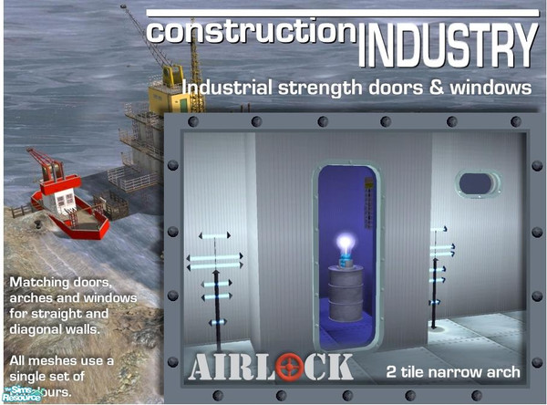 Sims 2 — Airlock 2-tile Narrow Door by Cyclonesue — Yes, this door is actually a TWO tile wide door so that it can be
