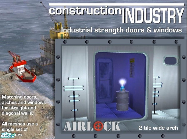 Sims 2 — Airlock 2-tile Large Arch by Cyclonesue — A full 2-tile width arch - Airlock style! Takes its colours from the