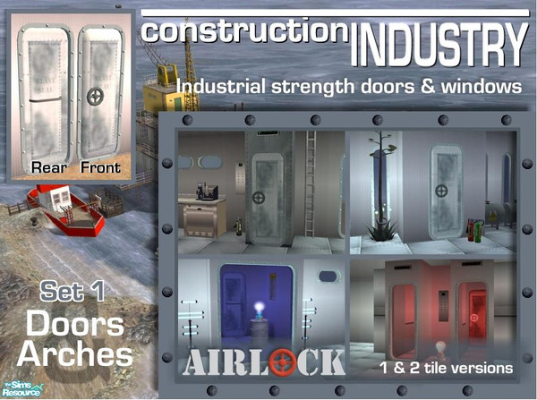 Sims 2 — Airlock Set 1 - Doors and Arches by Cyclonesue — A complete collection of industrial-strength doors and