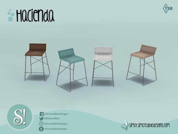 Sims 4 — Hacienda high chair by SIMcredible! — works as regular chair, but with a higher seat by SIMcredibledesigns.com