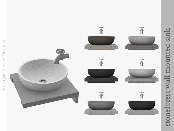 Sims 4 — Stoneforest Wall Mounted Sink by kerriganhouse — A unique bathroom set designed with an earthy vibe. Seven new