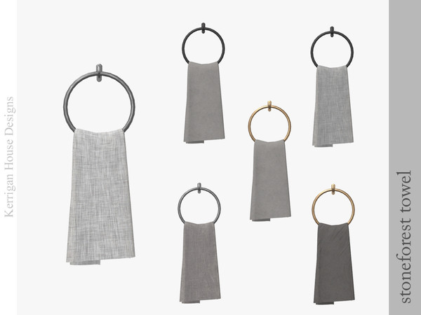 Sims 4 — Stoneforest Wall Mounted Towel by kerriganhouse — A unique bathroom set designed with an earthy vibe. Seven new