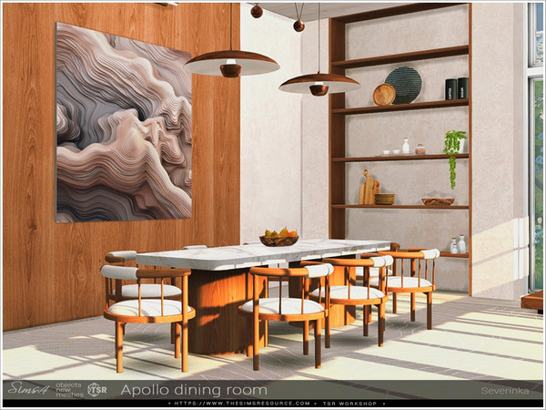 Sims 4 — Apollo dining room by Severinka_ — A set of furniture and decor for decorating a dining room in a modern