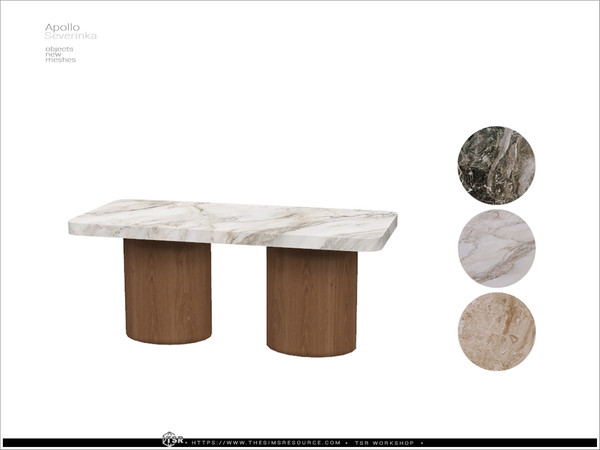 Sims 4 — Apollo - dining table short by Severinka_ — A set of furniture and decor for decorating a dining room in a