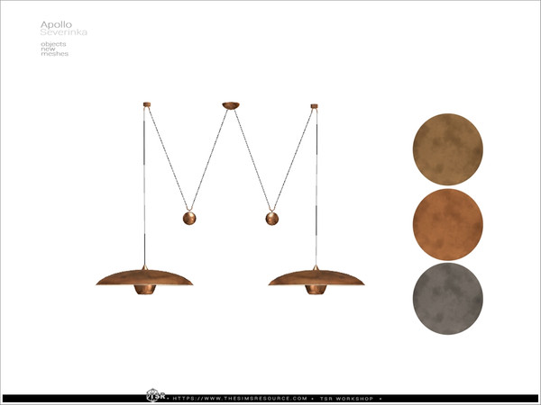Sims 4 — Apollo - ceiling double lamp by Severinka_ — A set of furniture and decor for decorating a dining room in a