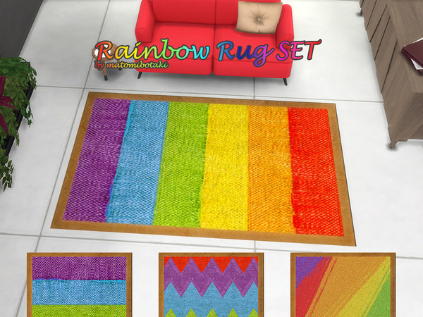 Sims 4 — Rainbow Rug SET by matomibotaki — Long live diversity. Let life be colorful and diverse and not just with