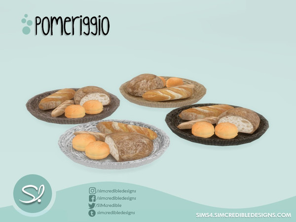 Sims 4 — Pomeriggio decor bread tray by SIMcredible! — by SIMcredibledesigns.com available at TSR 4 colors variations