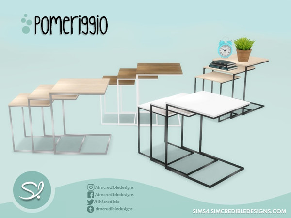 Sims 4 — Pomeriggio end table by SIMcredible! — by SIMcredibledesigns.com available at TSR 3 colors + variations
