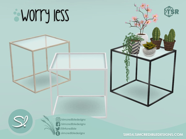 Sims 4 — Worry Less End Table by SIMcredible! — by SIMcredibledesigns.com available at TSR 3 colors variations