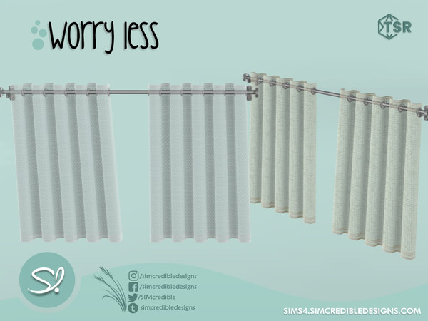 Sims 4 — Worry Less Curtain by SIMcredible! — by SIMcredibledesigns.com available at TSR 2 colors variations