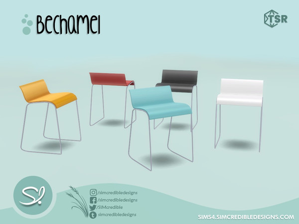 Sims 4 — Bechamel Stool by SIMcredible! — by SIMcredibledesigns.com available at TSR 5 colors variations