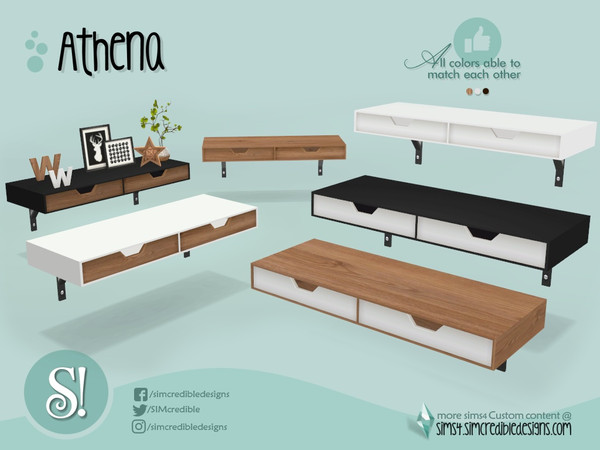 Sims 4 — Athena desk 2x1 by SIMcredible! — by SIMcredibledesigns.com available at TSR 3 colors in + variations