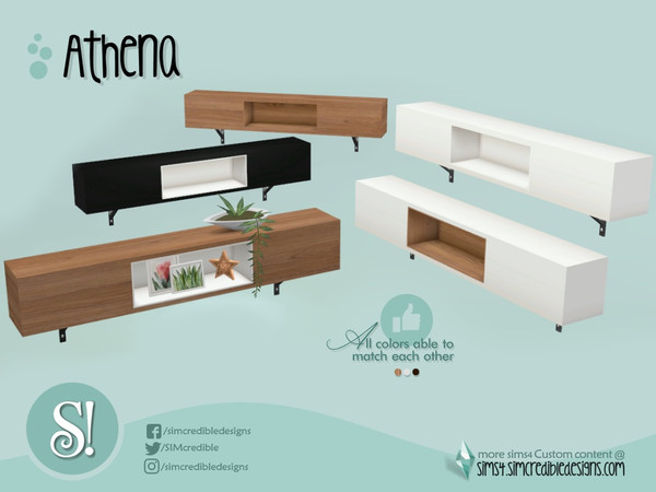 Sims 4 — Athena shelf 3x1 by SIMcredible! — by SIMcredibledesigns.com available at TSR 3 colors in + variations