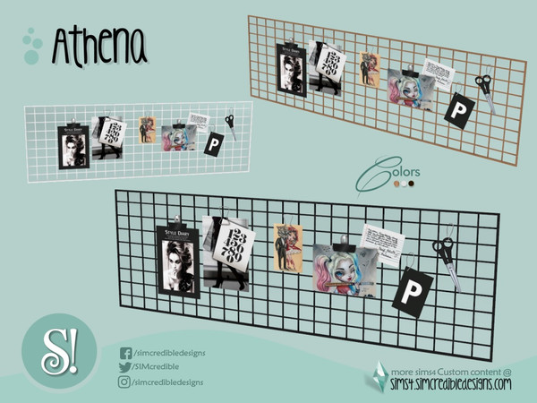 Sims 4 — Athena Wire wall Grid Panel by SIMcredible! — by SIMcredibledesigns.com available at TSR 3 colors variations
