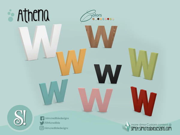 Sims 4 — Athena W letter - English by SIMcredible! — by SIMcredibledesigns.com available at TSR
