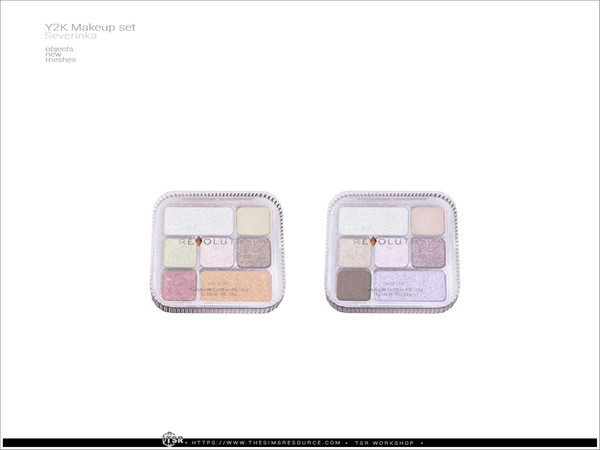 Sims 4 — Y2K - eyeshadow palette closed by Severinka_ — A set of decorative cosmetics in the style of Y2K. 14 items:
