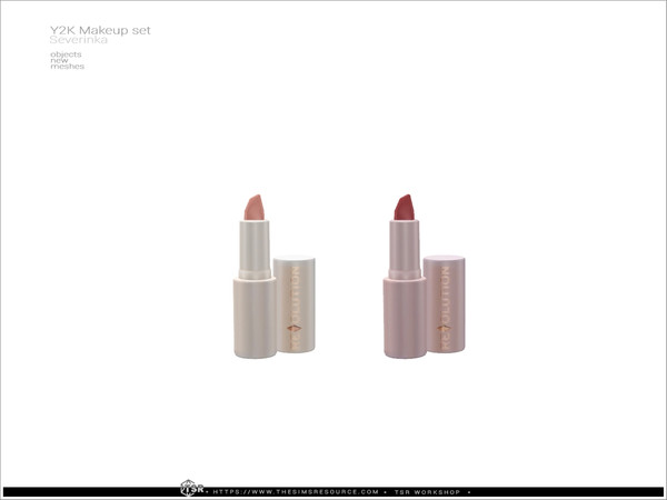 Sims 4 — Y2K - two lipsticks by Severinka_ — A set of decorative cosmetics in the style of Y2K. 14 items: powder (open