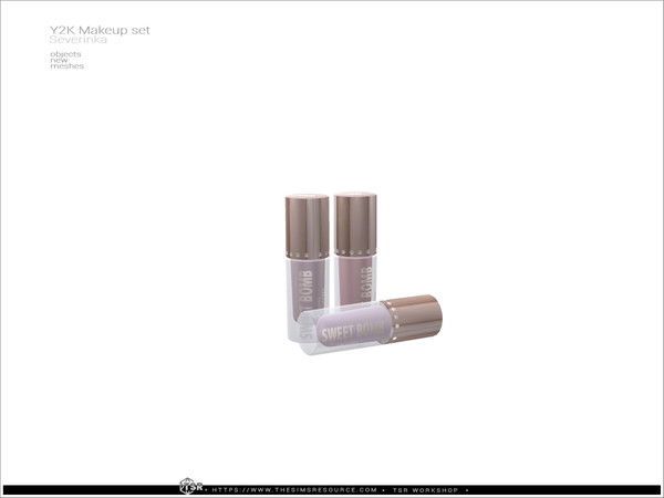Sims 4 — Y2K - lip gloss by Severinka_ — A set of decorative cosmetics in the style of Y2K. 14 items: powder (open and