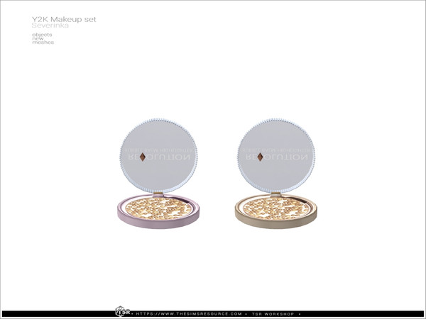 Sims 4 — Y2K - highlighter open by Severinka_ — A set of decorative cosmetics in the style of Y2K. 14 items: powder (open