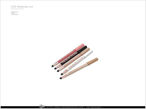 Sims 4 — Y2K - eyeliner pensils by Severinka_ — A set of decorative cosmetics in the style of Y2K. 14 items: powder (open