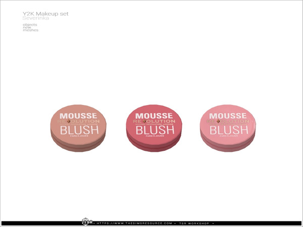 Sims 4 — Y2K - mousse blush by Severinka_ — A set of decorative cosmetics in the style of Y2K. 14 items: powder (open and