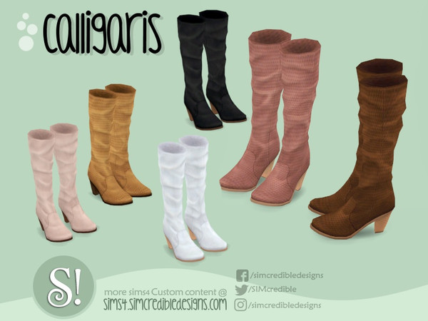 Sims 4 — Calligaris boots by SIMcredible! — by SIMcredibledesigns.com available at TSR 8 colors variations