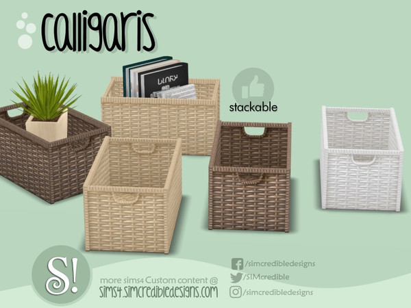 Sims 4 — Calligaris wicker box by SIMcredible! — by SIMcredibledesigns.com available at TSR 3 colors variations