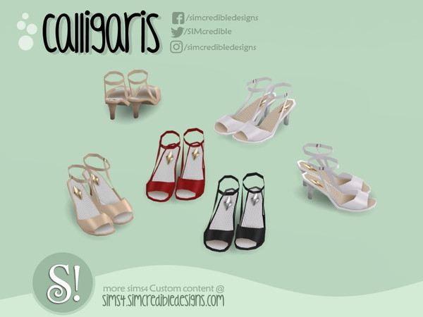 Sims 4 — Calligaris sandals by SIMcredible! — by SIMcredibledesigns.com available at TSR 4 colors variations
