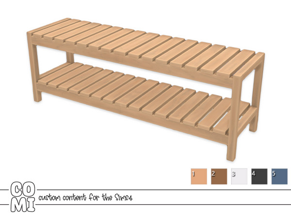 Sims 4 — Comiko Bathroom Bench by Comiko — Bathroom set is composed of 10 items 10 Items Bathroom Basket Big - 3 swatches