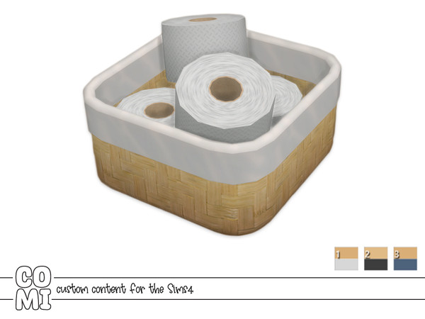 Sims 4 — Comiko Bathroom Paper by Comiko — Bathroom set is composed of 10 items 10 Items Bathroom Basket Big - 3 swatches