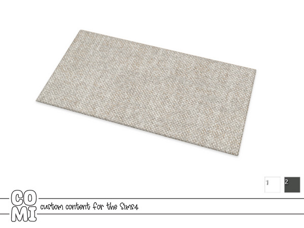 Sims 4 — Comiko Office Rug by Comiko — Office set composed of desk, chair, lamp, notebooks, pen holder, board, and rug.