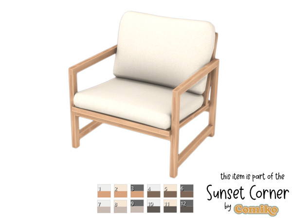 Sims 4 — Comiko Sunset Corner ArmChair by Comiko — Hi there! The Sunset Corner is finally here! I hope you guys enjoy
